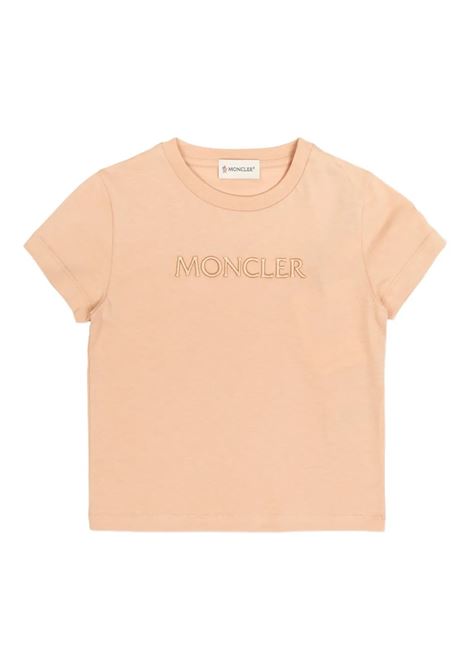 T-Shirt Rosa Con Logo Lettering Ricamato MONCLER ENFANT | 954-8C00016 89AT9516